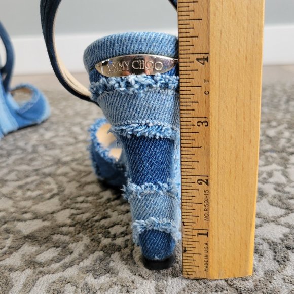 Jimmy Choo Denim Wedge Sandal Shoes-37.5 (Approx. 7) - Picture 13 of 13